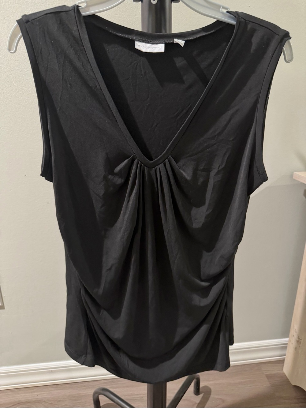 New York & Company-Black Sleeveless V-Neck Draped Top (NWOT)